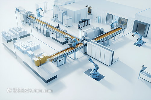 智能工厂中的机器人传送带运输与专业摄影摄像服务